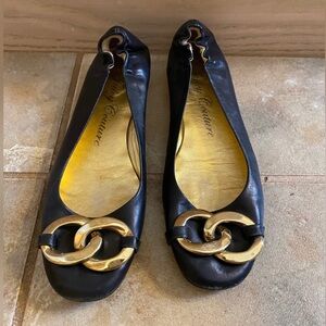 Juicy Couture Black and Gold Women's Flats Size 6 1/2